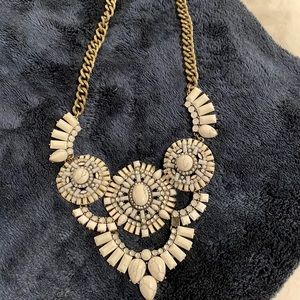 White and brass chunky necklace